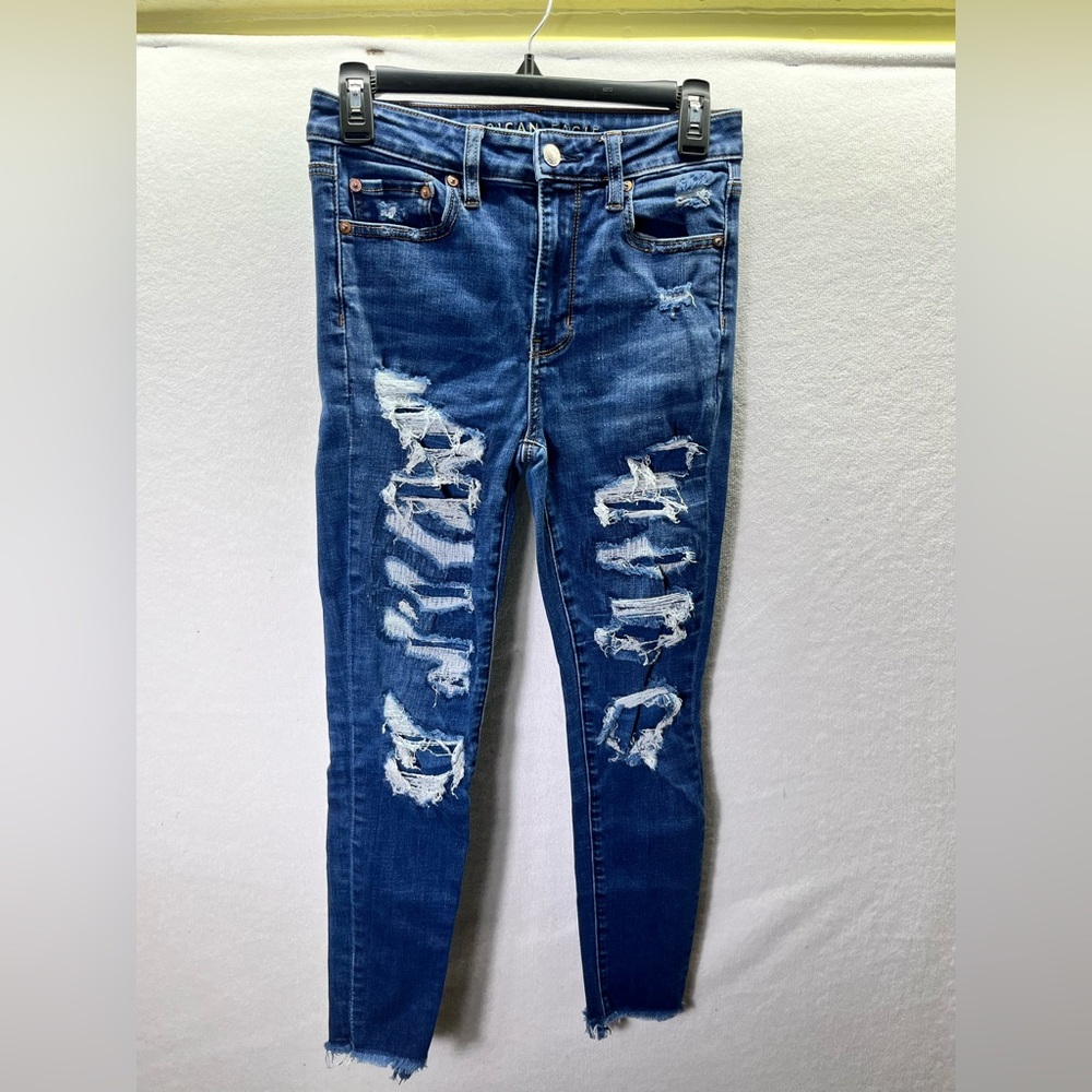 American Eagle Distressed Super High Rise‎ Jegging Jeans Womens 4 Short 2441